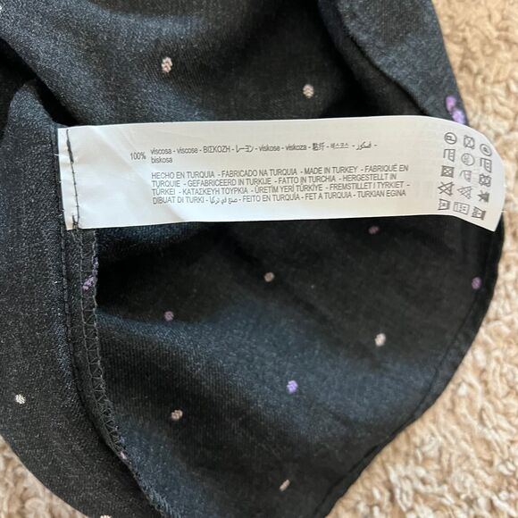 ZARA Womens Charcoal Gray Purple Embroidered Polka Dot Mini Dress S cottagecore - Picture 4 of 16
